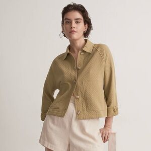 Madewell Quilted Crop Shirt Jacket Olive XS